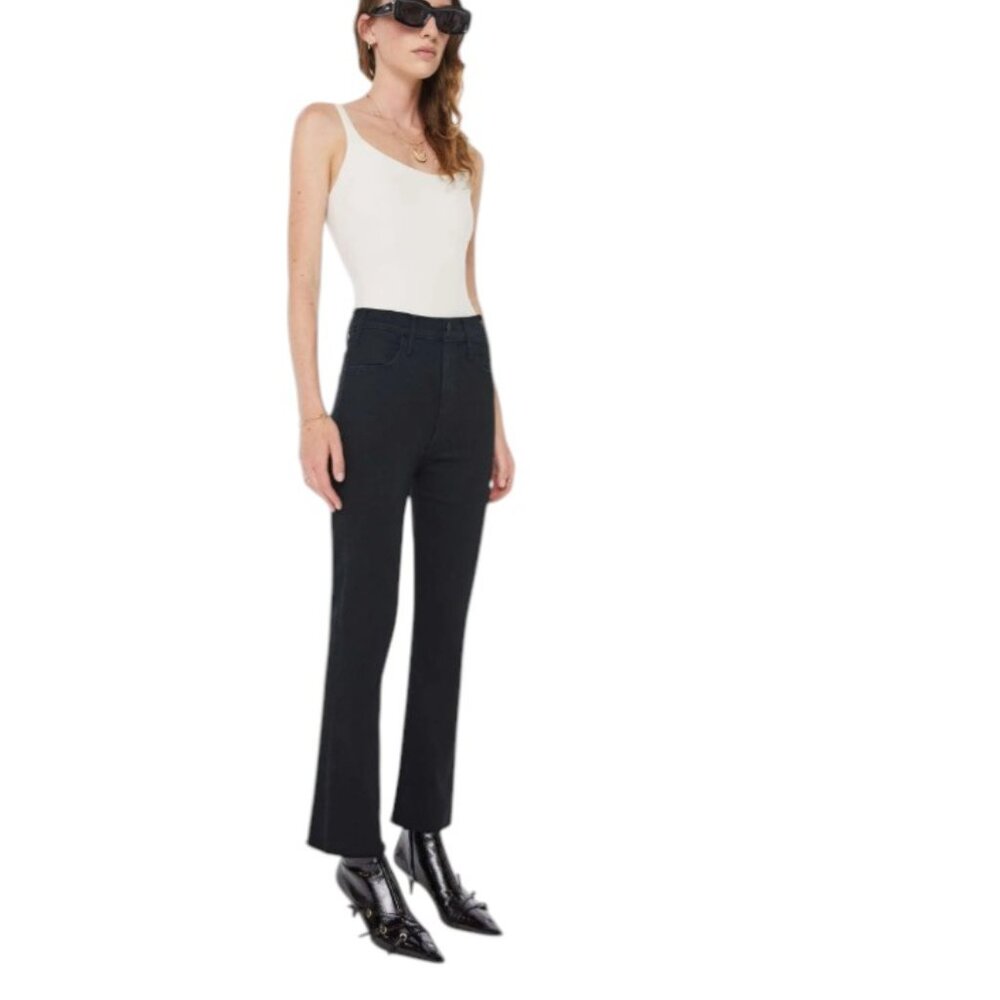 Mother The Hustler Ankle Fray in Not Guilty Black Ankle Denim Sz 29